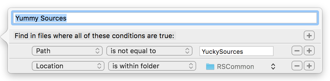 Xcode custom search scope editor