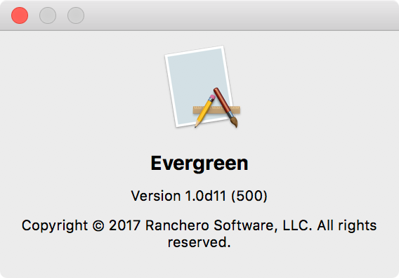 Screenshot of Evergreen about box without a custom icon.