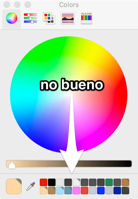 Screenshot of the macOS standard color panel.