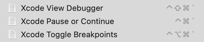 screen capture of FastScripts menu items for View Debugger, Pause or Continue, and Toggle Breakpoints